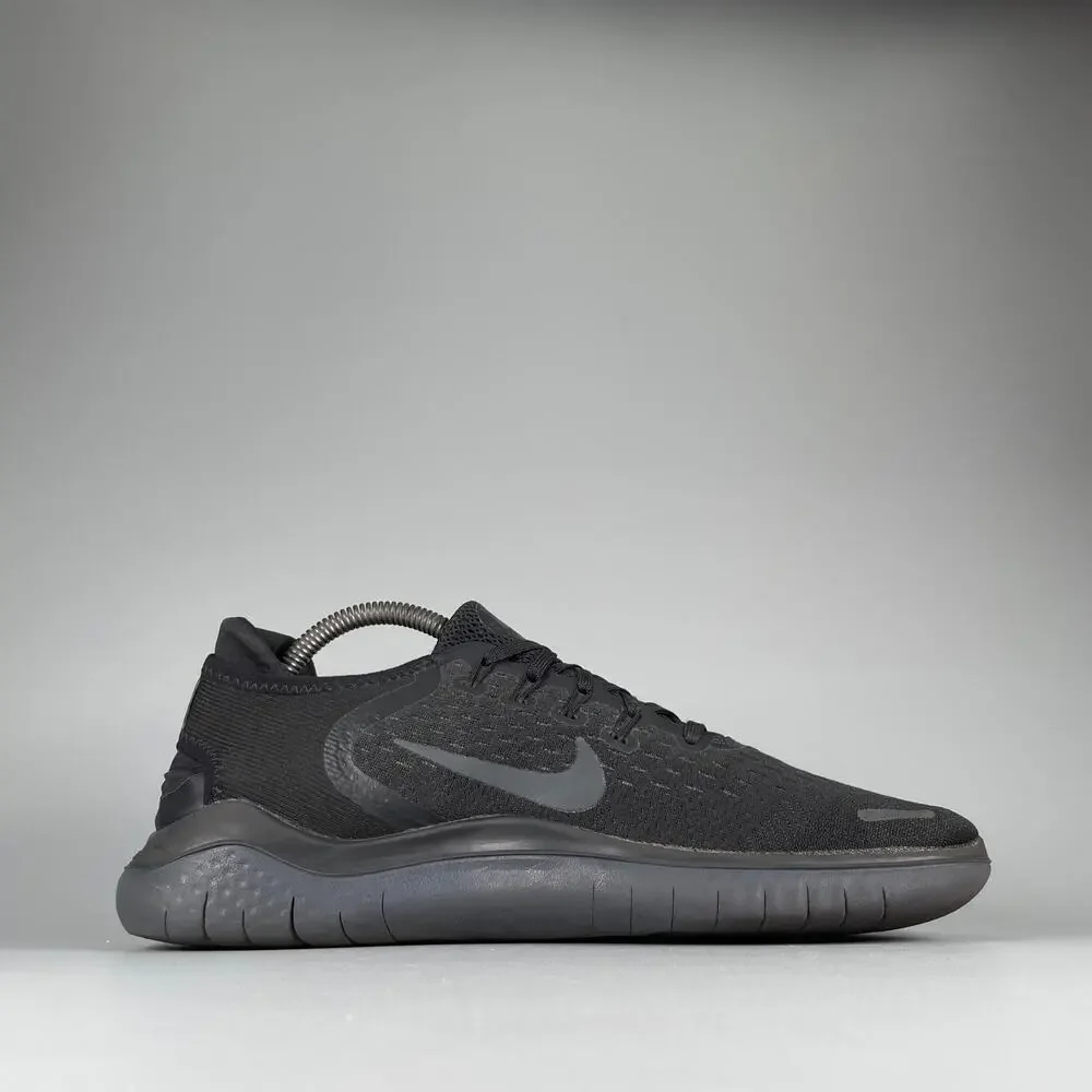 Nike Free RN 2018 Men’s 9 Triple Black Low Top Lace-Up Sneakers Casual Shoe GUC